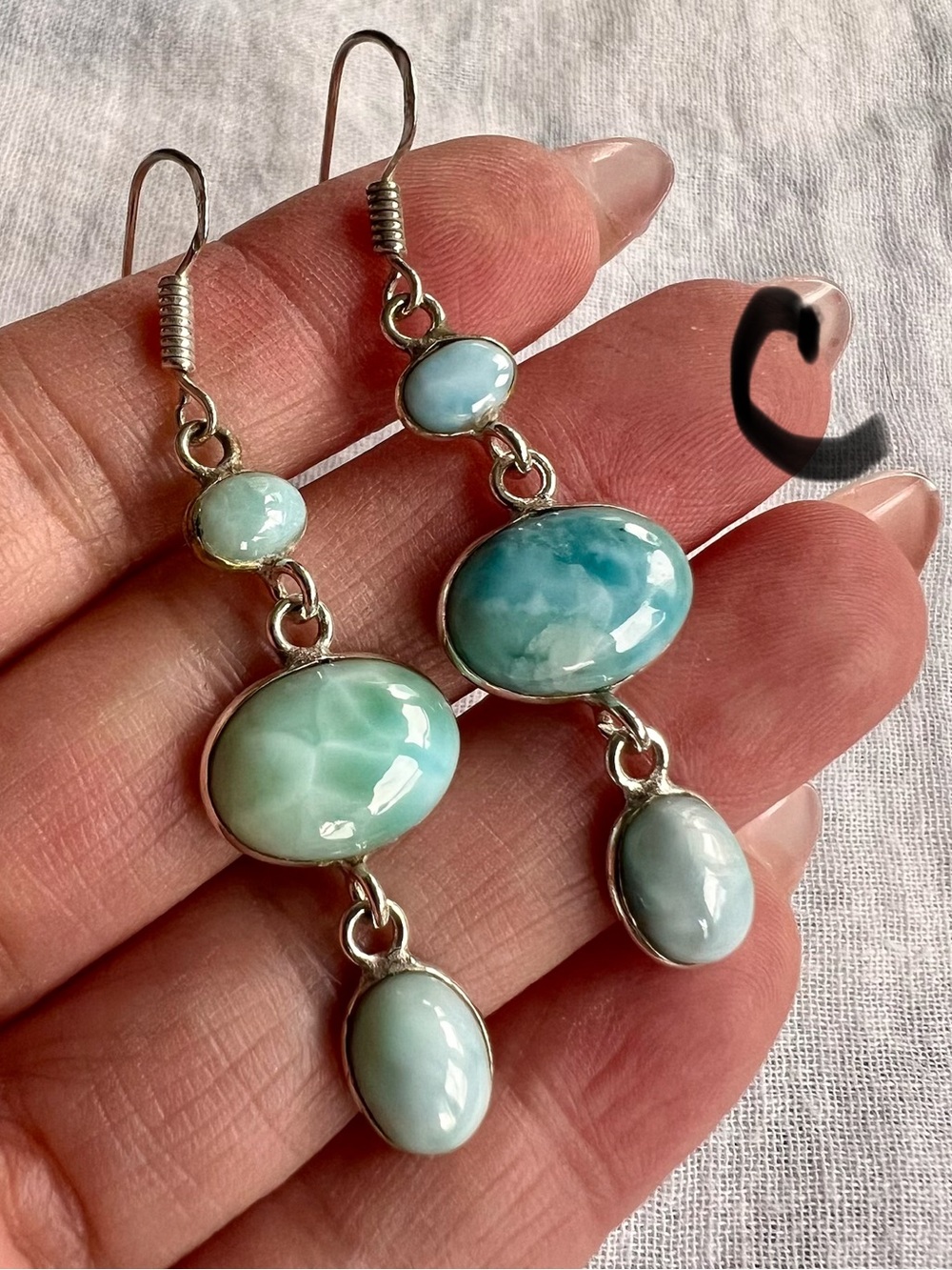 925 Choose from 4! Caribbean LARIMAR Dangle Earrings! - Picture 4 of 7